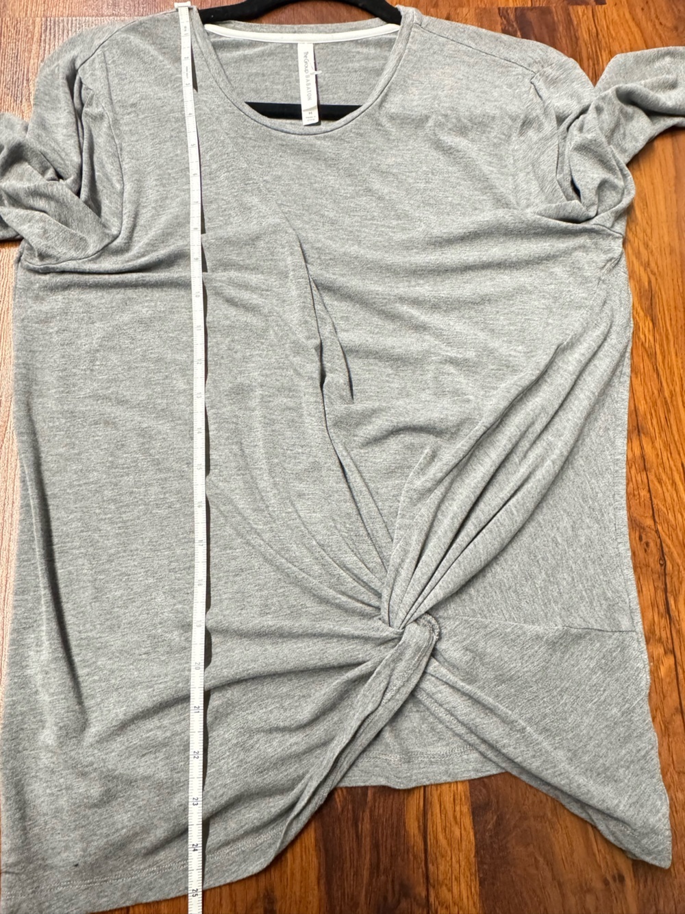 Babaton Heather Gray Twist Front Long Sleeve Tee - Picture 4 of 5